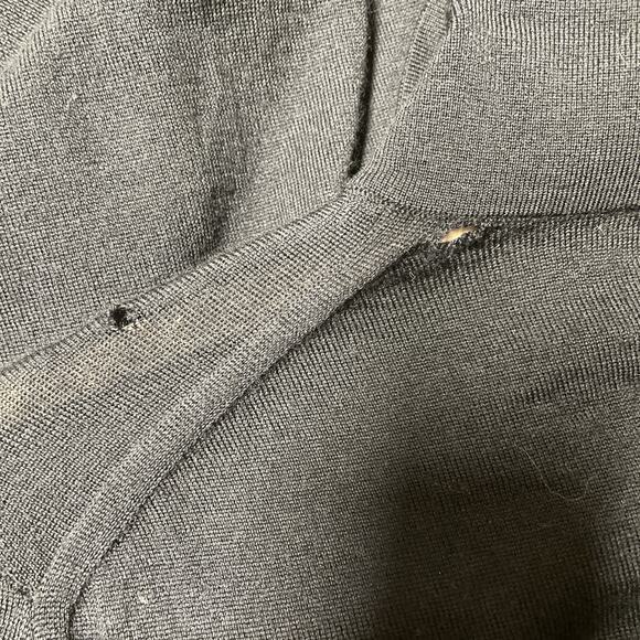 Tory Burch Size M - Merino Wool Sweater - Navy W/Ruffle - Long Sleeve *Flaw* - Picture 4 of 5